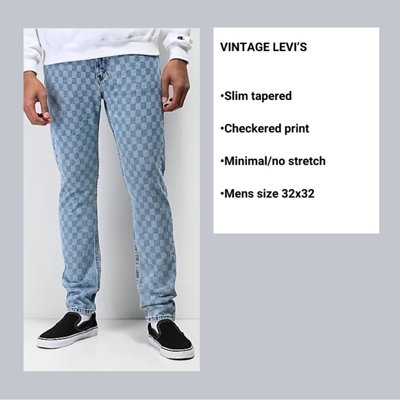 Men’s vintage Levi’s. Checkered blue denim. Size 32x32. - Picture 2 of 5